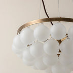 Modern Glass-Shade Chandelier with Metal Base, Two Sizes
