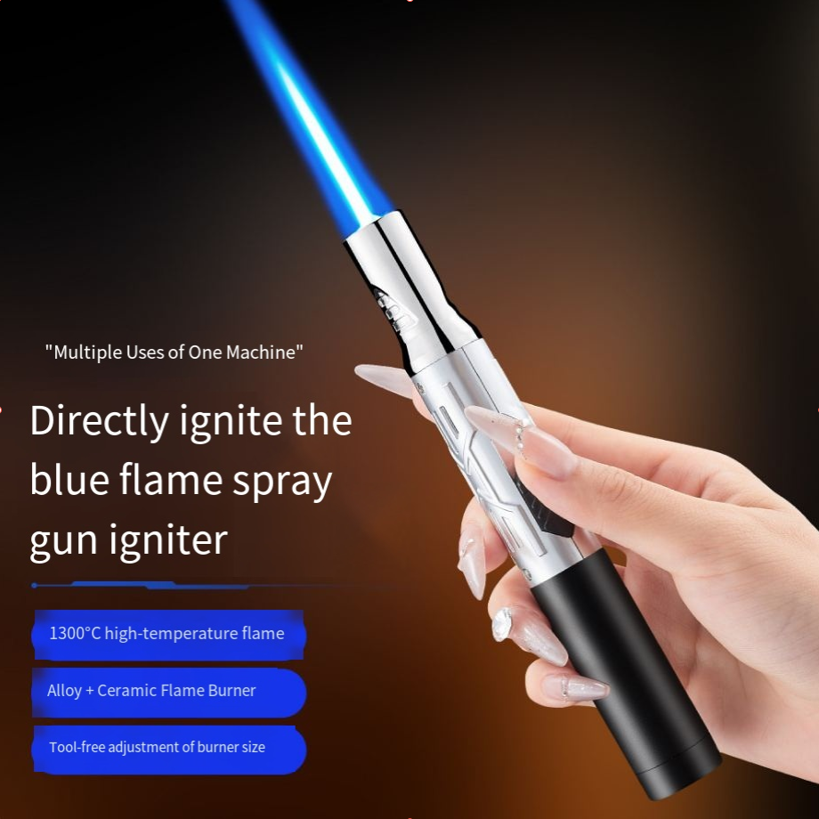 Black Torch-shaped Refillable Propane Torch Lighter