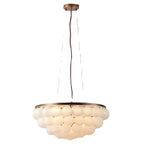 Modern Glass-Shade Chandelier with Metal Base, Two Sizes