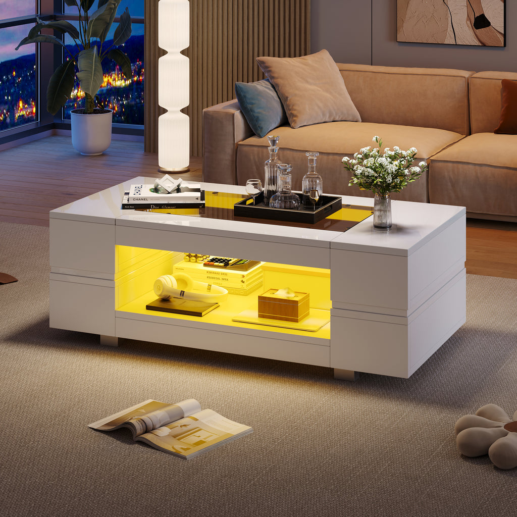 LED Smart Coffee Table with App Control, White