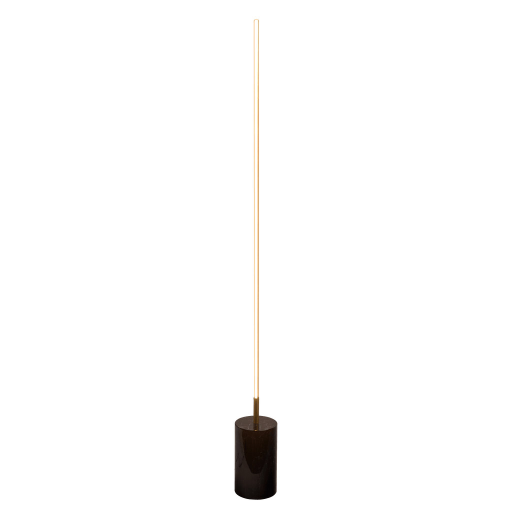 Modern Brass LED Floor Lamp, Faux Marble Base, Gold Finish, On/Off Switch
