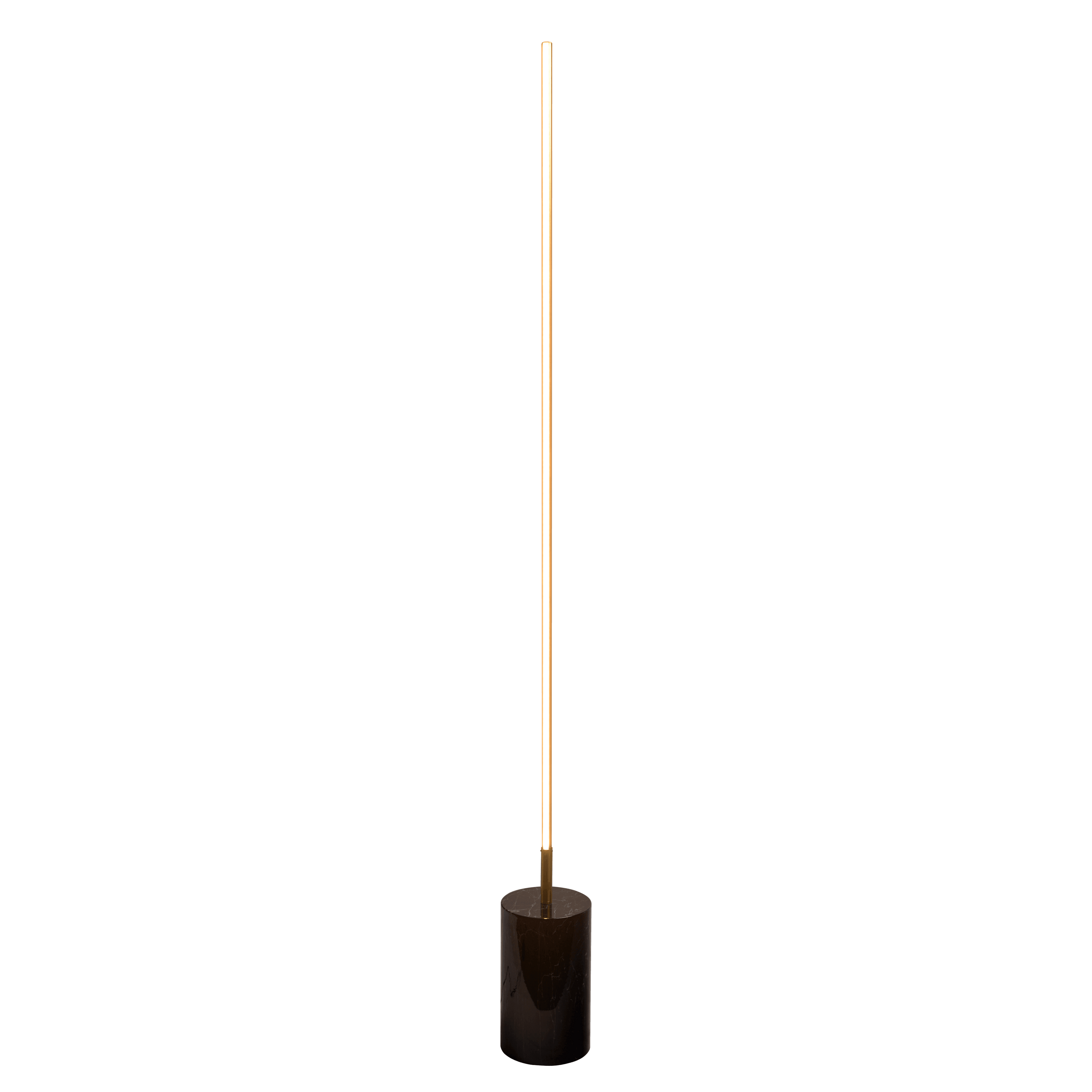 Modern Brass LED Floor Lamp, Faux Marble Base, Gold Finish, On/Off Switch