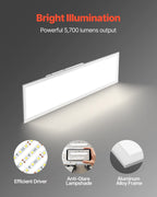 White LED Flat Panel Ceiling Light, 1x4 ft., High Color Rendering, 5700 Lumens