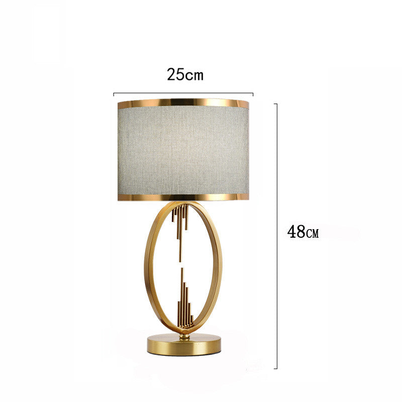 Art Deco Brass Hoop Table Lamp, White Shade with Gold Edge