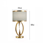 Art Deco Brass Hoop Table Lamp, White Shade with Gold Edge