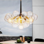 Modern 3-Light Glass Bubble Ball Pendant, 9 Clear Spheres
