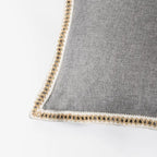 Vintage Linen Trimmed Throw Pillow Covers, Farmhouse Cushion Covers, Set of 2
