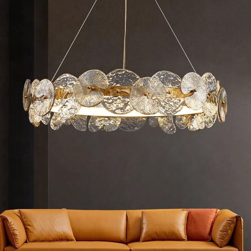 Round Bronze Chandelier, Modern Minimalist, 24 in.