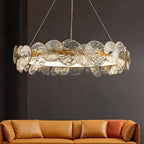 Round Bronze Chandelier, Modern Minimalist, 24 in.