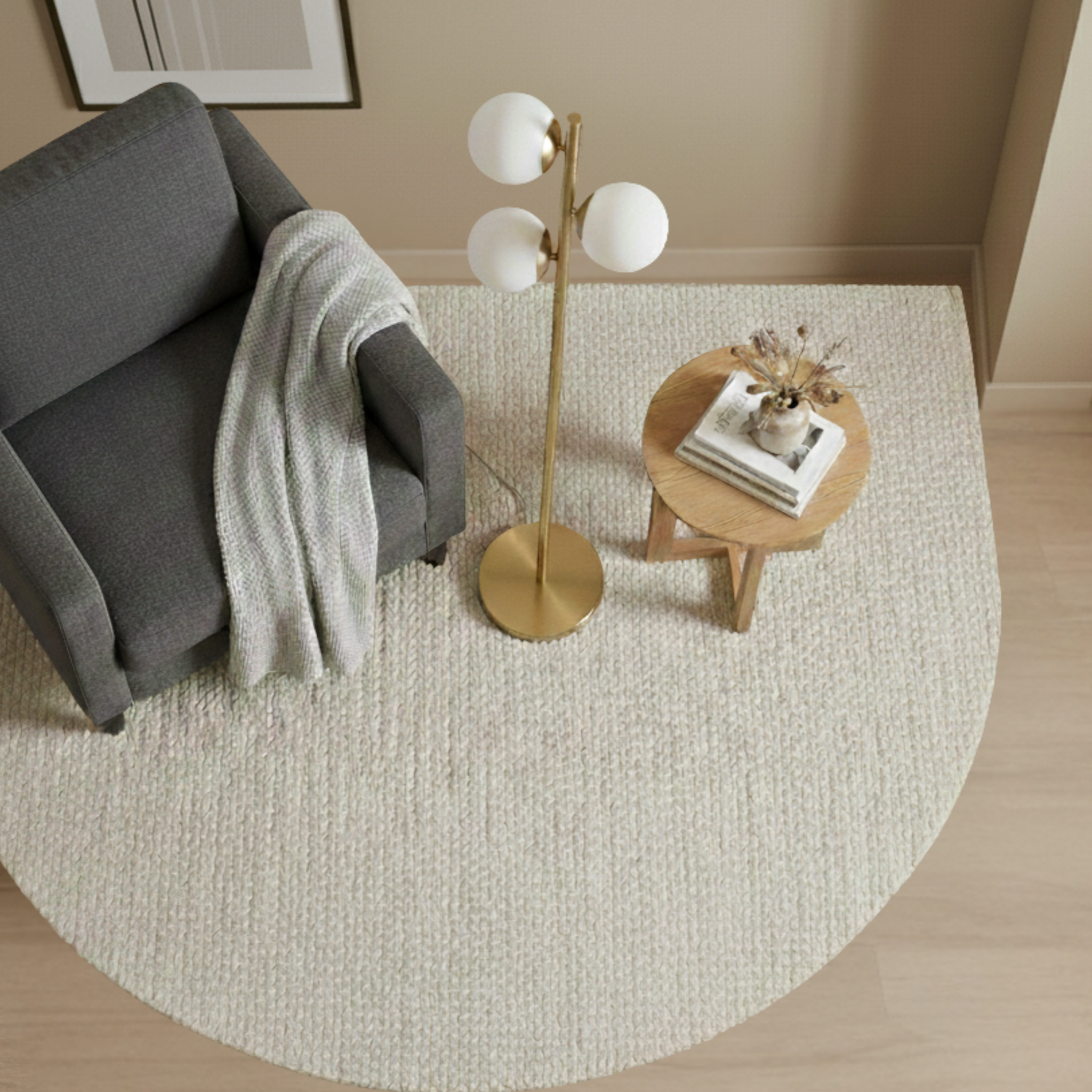Modern Brushed Gold Floor Lamp, Opal Glass Shade, Round Metal Base