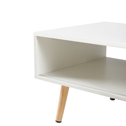 Rattan Coffee Table with Sliding Storage Door, 41 in