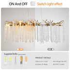 Cascading Crystal Pendant Light, 39 In. Gold Iron Frame