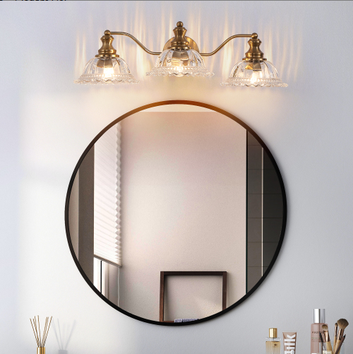 24 Inch 3-Light Vintage Bathroom Wall Sconce - Elegant Golden Metal An