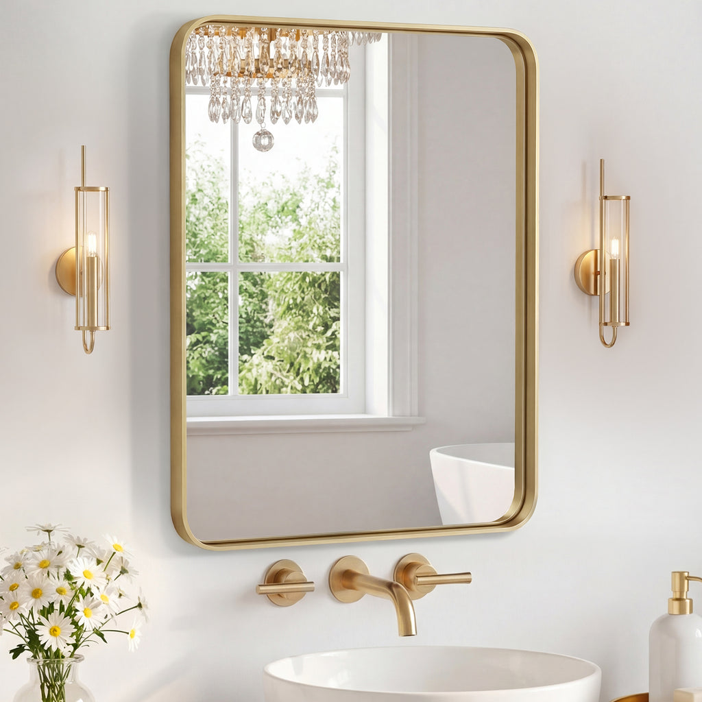 Wall Mirror With Rectangular Metal Frame