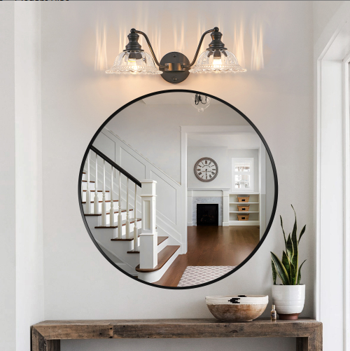 20 Inch 2-Light Vintage Bathroom Wall Sconce - Elegant Black Metal And