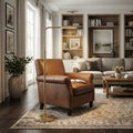 Brass Gold LED Floor Lamp, Adjustable Light, Round Metal Base
