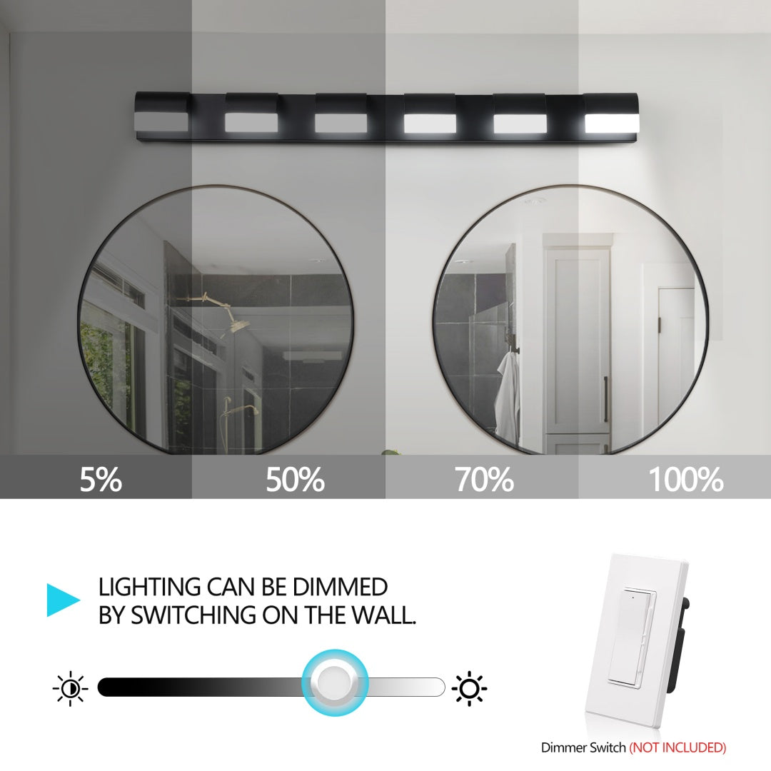 Modern Bathroom Vanity Lighting 6-Light LED Vanity Lights Over Mirror