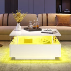 Modern LED Coffee Table with Sliding-Drawer Storage