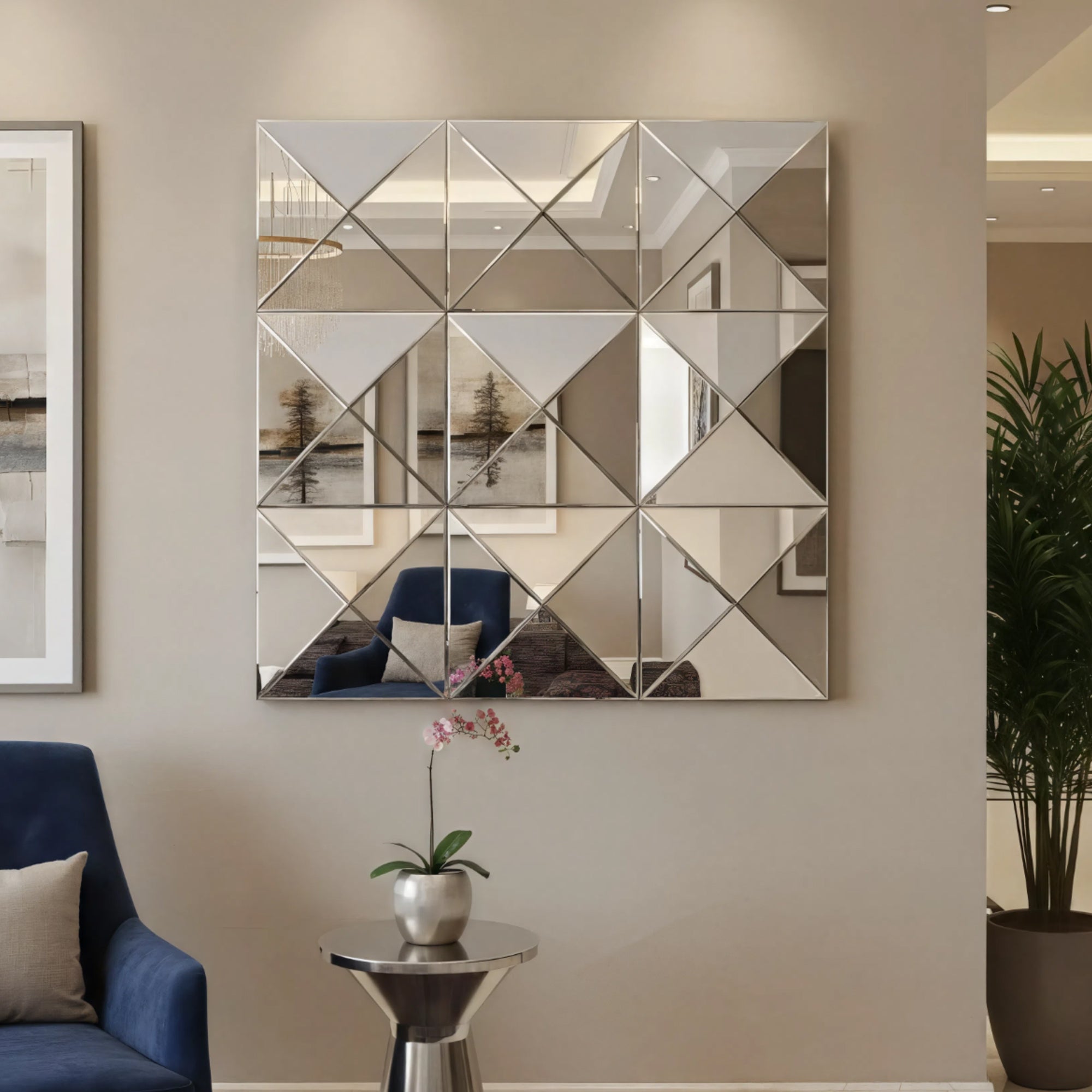3d Mirror Wall Decor Beveled Glass Wall Mirror Interior Home Decor Lar