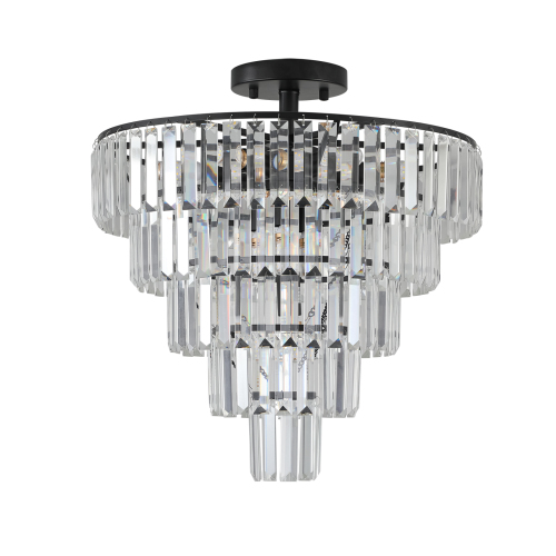 Large Black Crystal Chandelier, Modern Ceiling Light Fixture