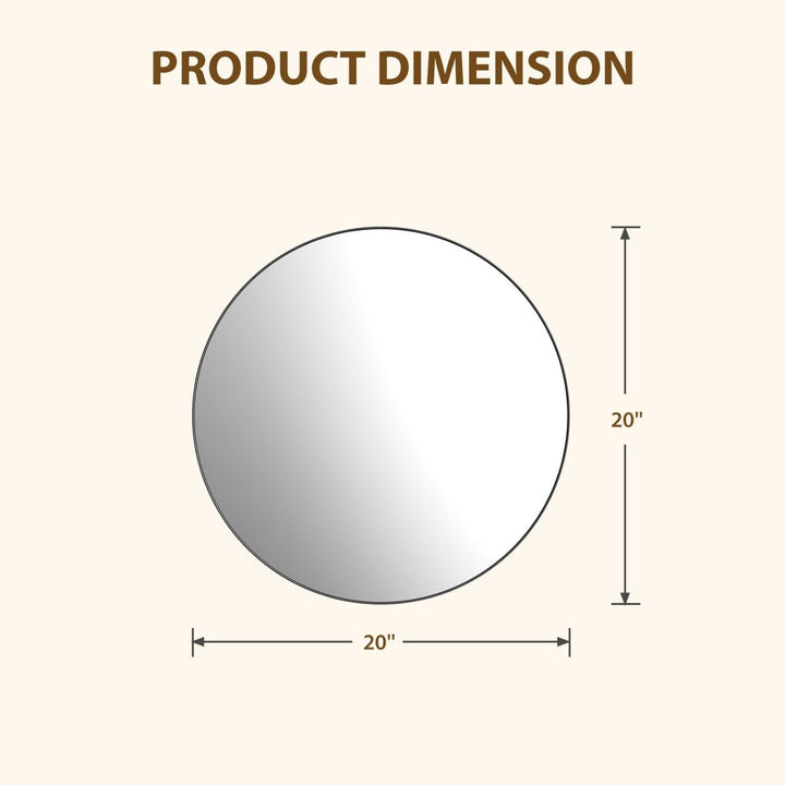 Dimension diagram for Round Metal Frame Wall Mirror, Slim Circular Border, Black or Gold, 20 to 28 in. for Living Room
