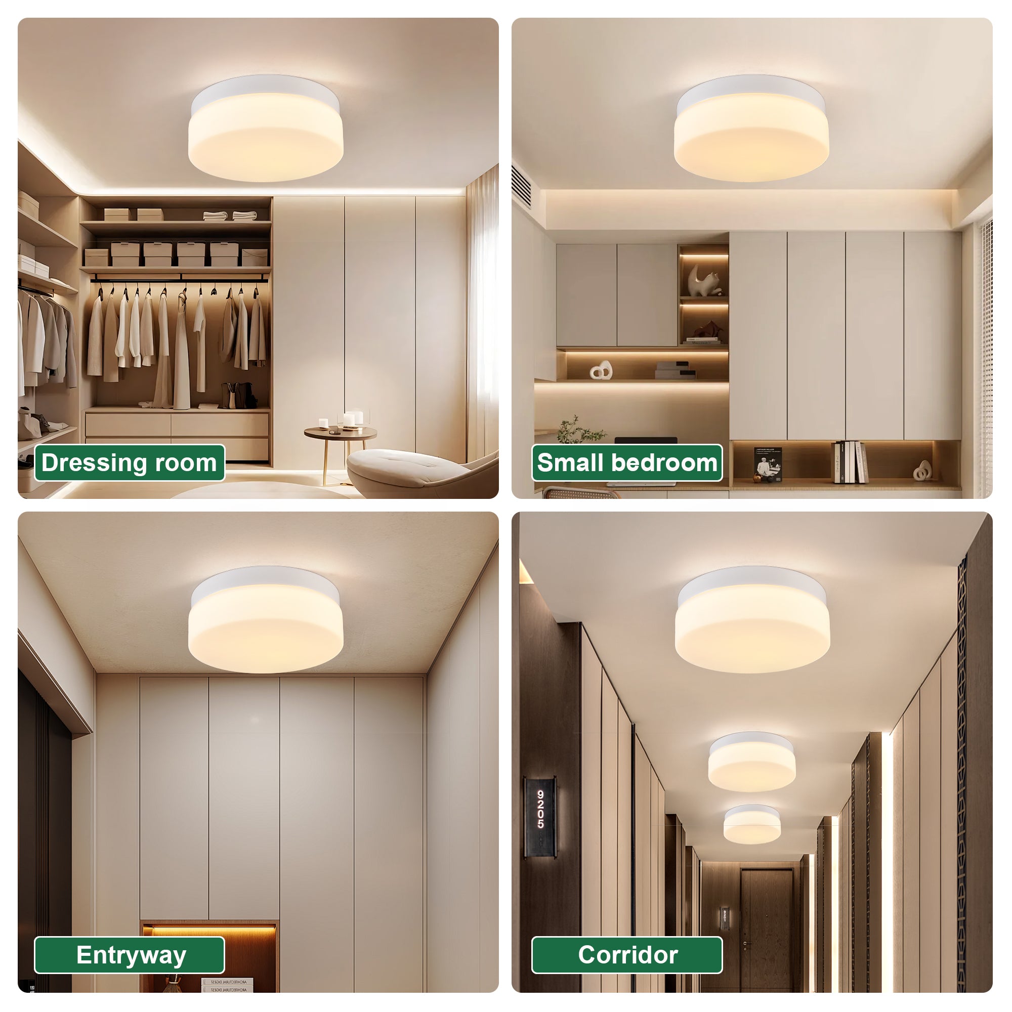 Round LED Flush Mount Ceiling Light, 3 Color Modes, Energy-Saving 24W