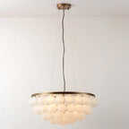 Modern Glass-Shade Chandelier with Metal Base, Two Sizes