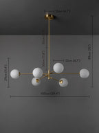 Minimalist 6-Light Wrought Iron Chandelier with Glass Shades