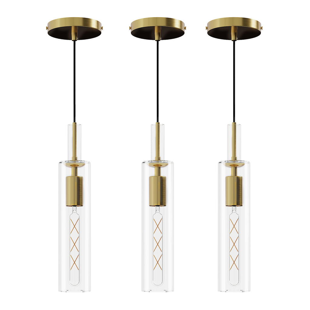 Gold Pendant Light, Modern Brass-Tone Ceiling Fixture