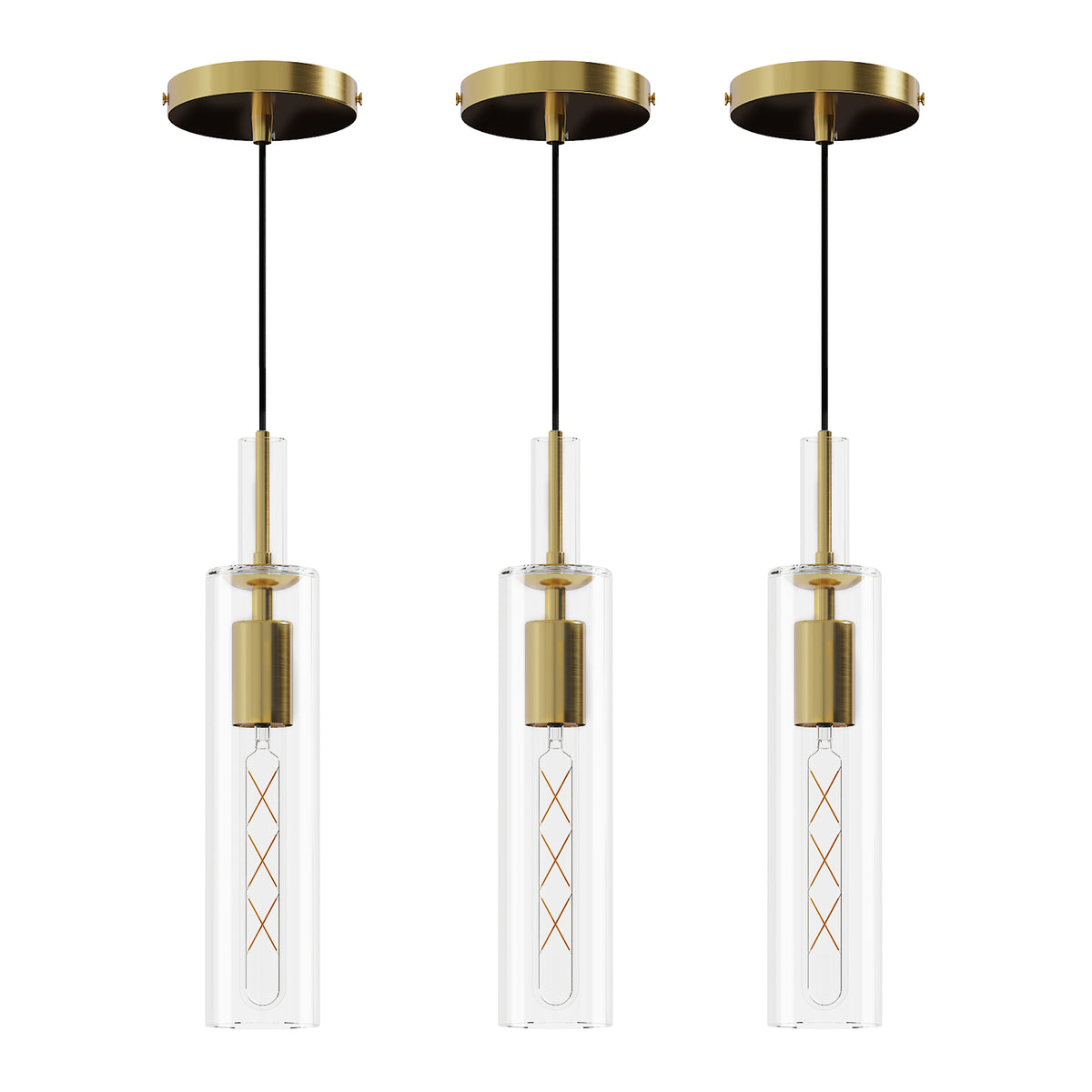 Gold Pendant Light, Modern Brass-Tone Ceiling Fixture — detail view 3