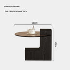 Round Solid Wood Tea Table, Walnut