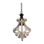 Farmhouse Chandelier, Distressed Wood and Metal Candle Style