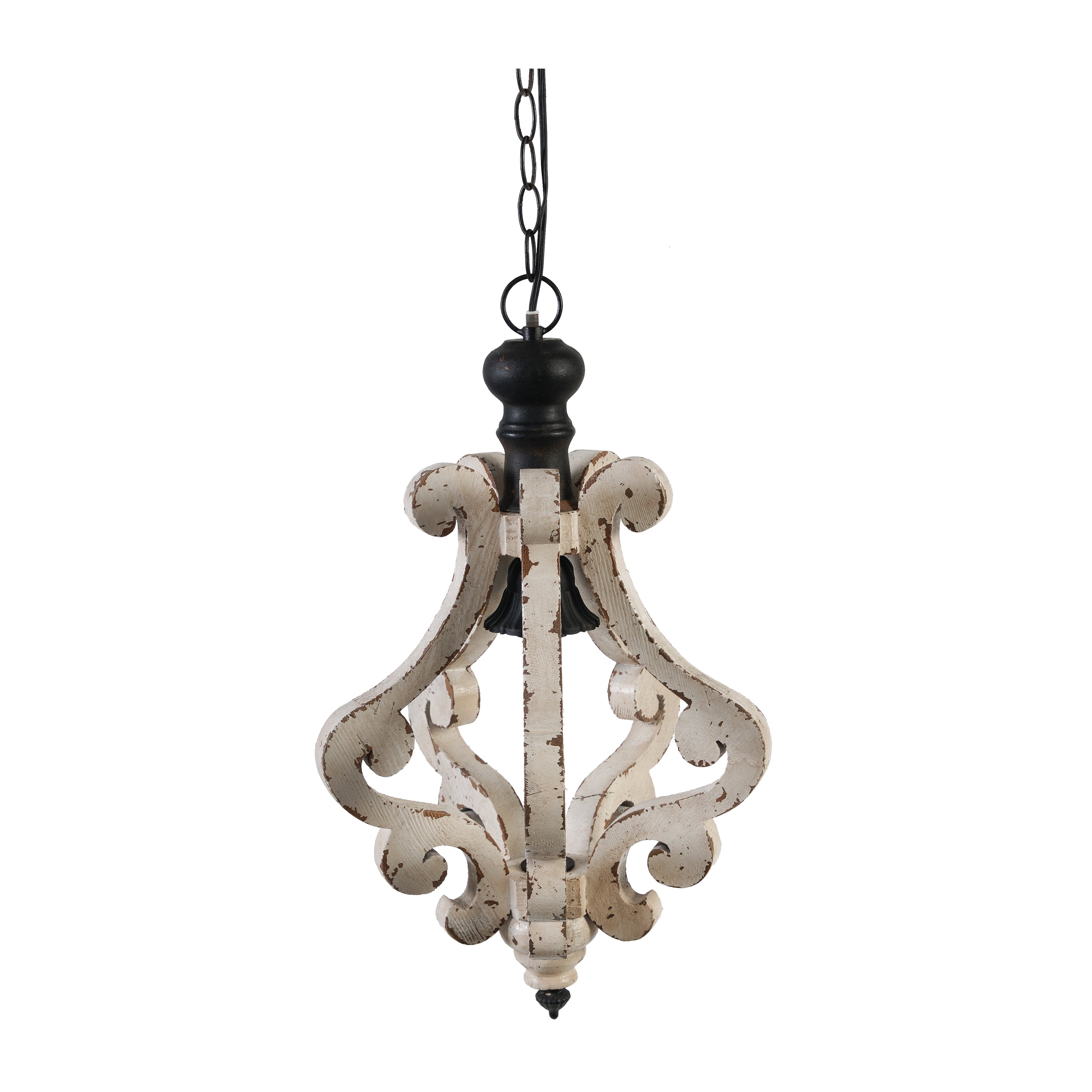 Farmhouse Chandelier, Distressed Wood and Metal Candle Style