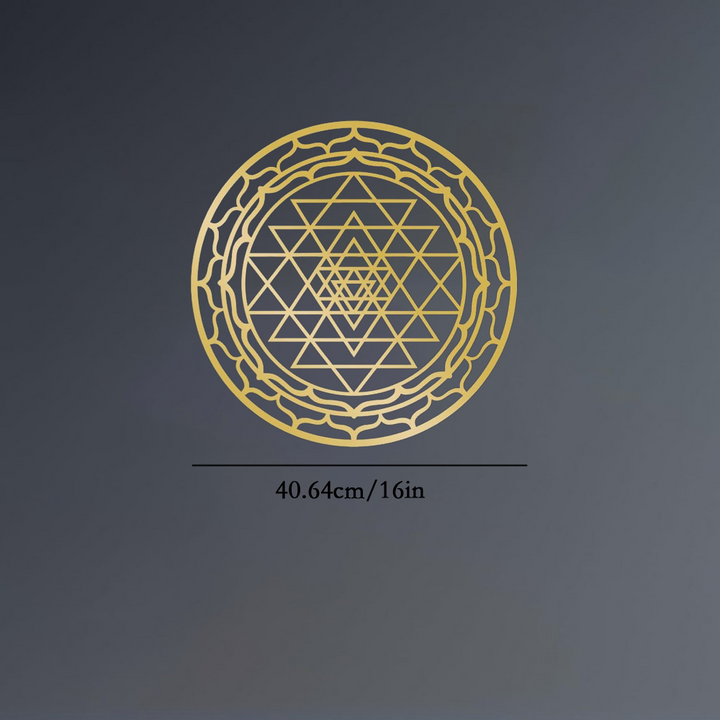 Dimension diagram for Sacred Geometry Metal Wall Art, Yantra Mandala Design, Wrought Iron, for Living Room