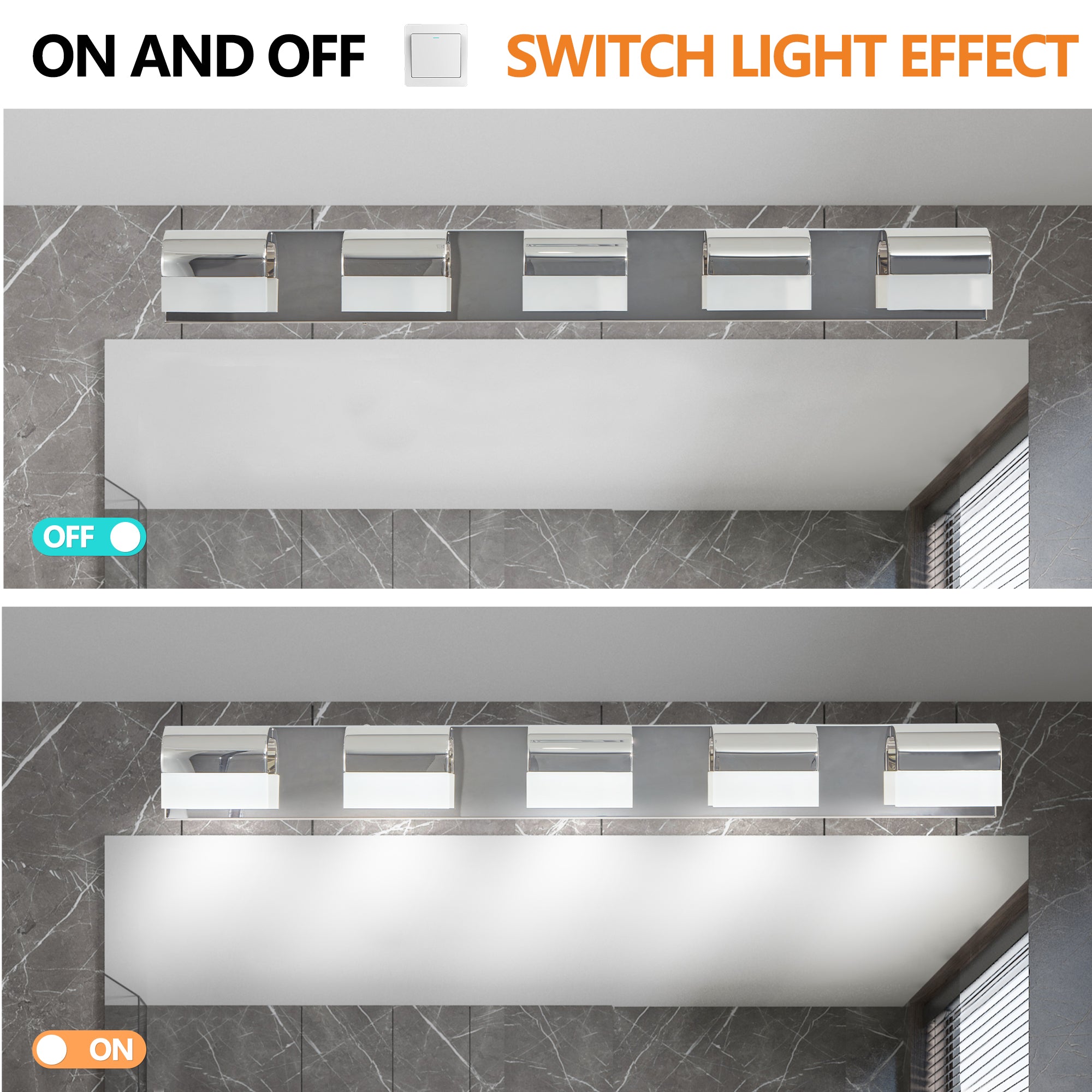 Modern Bathroom Vanity Lighting 5-Light LED Vanity Lights Over Mirror
