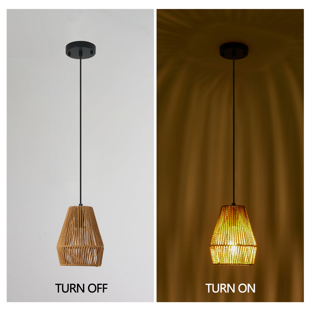 7inch Set Of 3 Rustic Hemp Rope Pendant Light