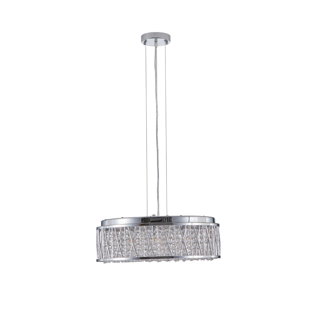 Modern Round Crystal Chandelier, Aluminum & Iron Frame, Chrome Finish, 19 in. — detail view 3