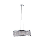 Modern Round Crystal Chandelier, Aluminum & Iron Frame, Chrome Finish, 19 in.