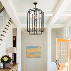 8-Lantern Tiered Iron Chandelier, Industrial Farmhouse, 18 in