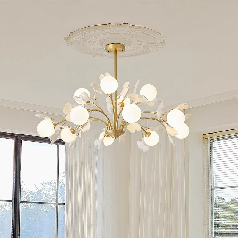 French Cream 6-Light Copper & Ceramic Chandelier