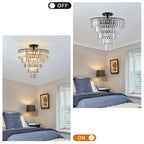 Black K9 Crystal Chandelier, Elegant Ceiling Light Fixture, 20 in.