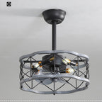 Nordic Minimalist Ceiling Fan with Light, Metal Blades, 45 in