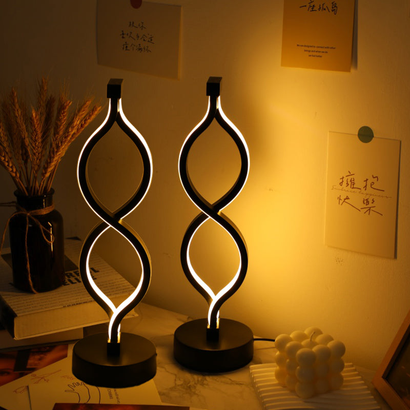 Modern Wave-Shaped USB Desk Lamp with 3-Color Dimmable LED Lighting — detail view