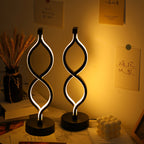 2Pcs Modern Wave-Shaped USB Desk Lamp With 3-Color Dimmable Lighting F