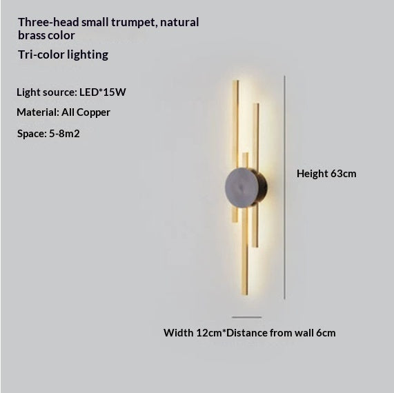 Full Copper Linear Wall Sconce, 25 to 48 in Lengths