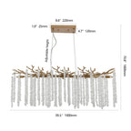 Cascading Crystal Pendant Light, 39 In. Gold Iron Frame