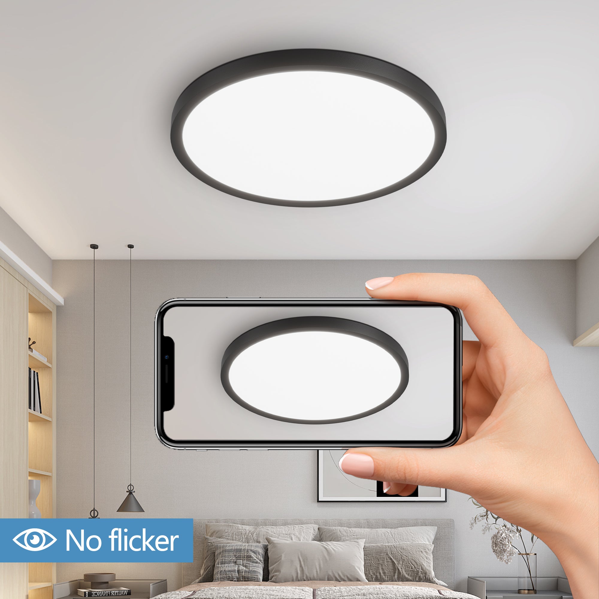 Dimmable LED Flush Mount Ceiling Light, Ultra-Thin 12 in. Design, Set of 6
