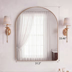 Arched Metal Frame Wall Mirror, Modern Bathroom Vanity Mirror Over Sink