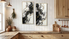 Framed Black and White Abstract Canvas Wall Art, Minimalist Prints, Set of 2