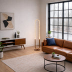 Contemporary LED Floor Lamp, Living Room Centerpiece, Bronze & Clear Finish